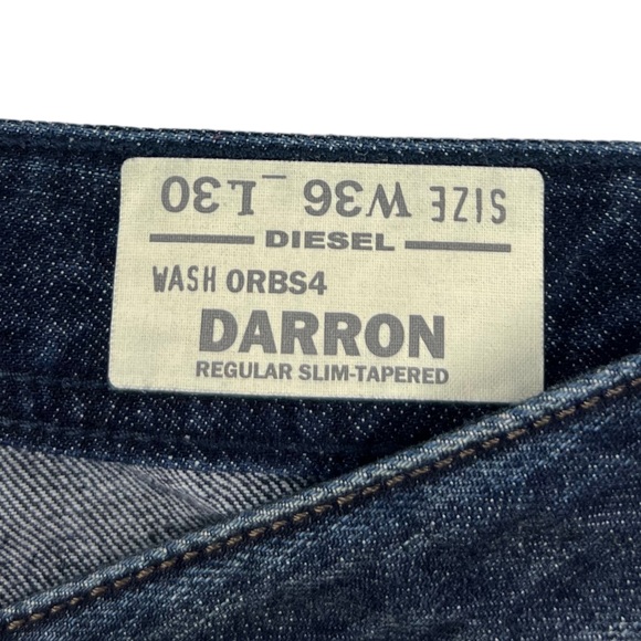DIESEL Mens 36 X 30 Jeans Darron ORBS4 Regular Slim Tapered Denim Blue Cotton - Picture 9 of 11